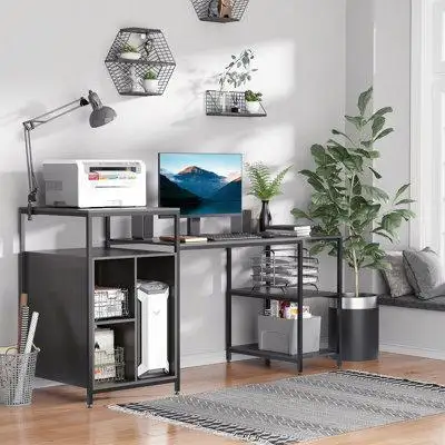 Creationstry Bookshelf with CPU Stand, Spacious Storage Shelves