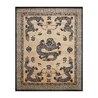 Hokku Designs 8x10 Hand Tufted Pictorial New Zealand Wool Chinese Traditional  Oriental Area Rug Beige,Black Colour