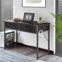 Latitude Run® 40 Inch Small Desk with Fabric Drawers