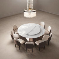 LORENZO Light luxury modern sintered stone round dining table set (1 table and 8 style-B chairs)-9