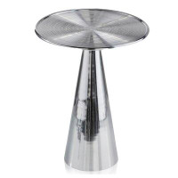 Brayden Studio Round Metal Frame Silver Finshed And Cone Pedestal End Table