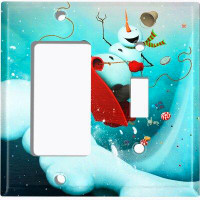 WorldAcc Metal Light Switch Plate Outlet Cover (Snow Man Slay Ride - (L) Single GFI / (R) Single Toggle)