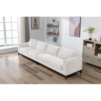Ebern Designs Bridgeview 148.8" Wide Chenille Fabric Cushion Back Upholstered Sofa Solid Wood Frame