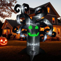 The Holiday Aisle® 8Ft Halloween Inflatables Outdoor Decorations, Inflatable Black Tree With Photochromic Mouth And Eyes