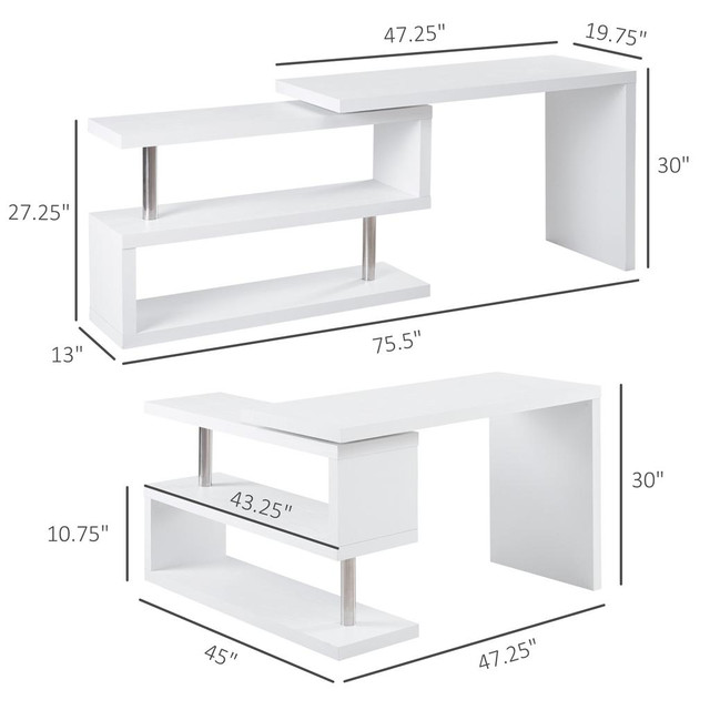desk 45"x47.25"x30" White in Desks - Image 3