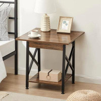 17 Stories 17 Stories End Table 24 Inch Industrial Design Large Side Table With Storage Shelf For Living Room, Easy Asse