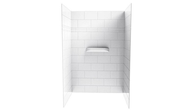 60x36 or 48x36 High Gloss Acrylic 2 or 3 Wall Surround w Large integrated shelve &amp; Modern Tile Patten (75 In H) in Plumbing, Sinks, Toilets & Showers - Image 3