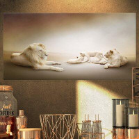 East Urban Home Animal 'White Lion Family' Graphic Art