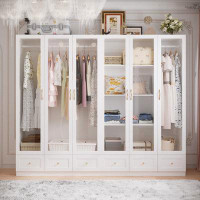 Everly Quinn Wardrobe Set With Tempered Glass Door