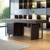 Fortuna Femme 70.87" Dark brown Rectangular Manufactured Wood+Metal desks