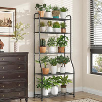 Arlmont & Co. Plant Stand 5-Tier Plant Shelf For Indoor Outdoor, Metal Tall Plant Stand For Living Room Bathroom Balcony