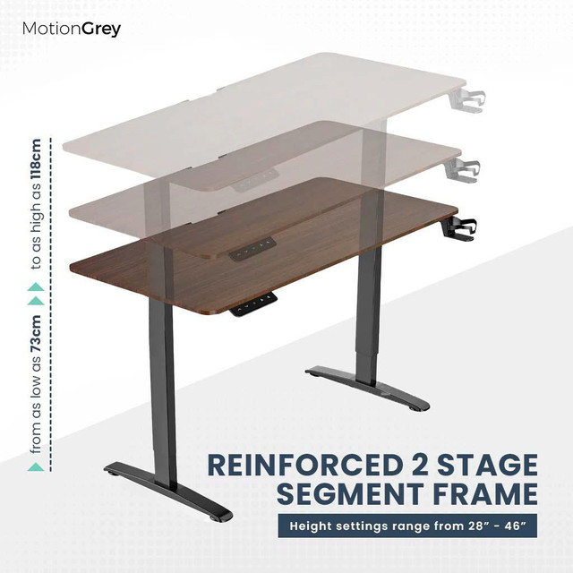 MotionGrey Standing Desk Height Adjustable Electric Motor Sit-to-Stand Desk Computer for Home and Office - Black Frame in Desks - Image 2
