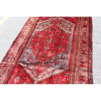 Isabelline Red Purple 4X8  Vintage Rug | Tribal Oriental Persian Rug | Kazak Bohemian Rug | Handmade Rug