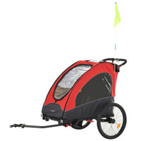 CHILD BIKE TRAILER 3 IN1 FOLDABLE JOGGER 2-SEATER PUSHCAR TRANSPORT BUGGY CARRIER