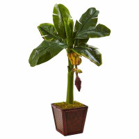 Primrue 28" Artificial Banana Leaf Tree in Planter