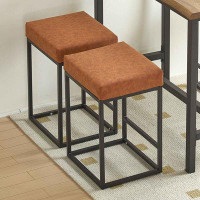 17 Stories Elegant Set of 2 PU Upholstered Counter and Bar Stools with Footrest