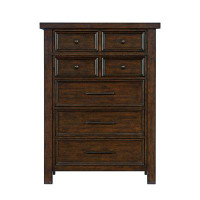Wildon Home® Classic Bedroom Brown Finish 1Pc Chest Of Drawers Mango Veneer Wood Transitional Furniture 54.5" H x 38" W