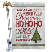 Breeze Decor Christmas Wishes Words - Impressions Decorative Aluminum Pole & Bracket House Flag Set HS114178-BO-02