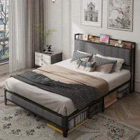 17 Stories Abdirizak Upholstered Metal Platform Bed