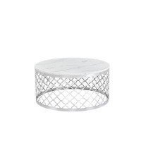 Everly Quinn Round Coffee Table, Faux Marble Top