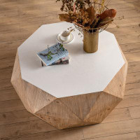 Union Rustic 38" Coffee Table with Three-dimensional Embossed Pattern Design