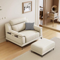 Orren Ellis 44.09" Creamy White Cloth cushion Arm Chair with Ottoman