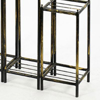 Arlmont & Co. 3 Tier Modern Square Plant Stand, Black and Gold, for Indoor and Outdoor Use