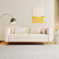 Latitude Run® 80.5" Upholstered Sofa With 4 Pillows Modern Sofa With Golden Metal Legs For Living Room