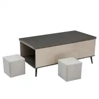 George Oliver 5 Pieces Lift Top Coffee Table Set With Storage Convertible Dining Table With Ottomans