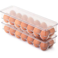 Prep & Savour Stackable Refrigerator Egg Bin With Handle And Lid - Set Of 4 - BPA Free - Food Storage Container Organize