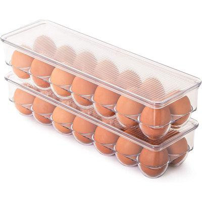 Prep & Savour Stackable Refrigerator Egg Bin With Handle And Lid - Set Of 4 - BPA Free - Food Storage Container Organize in Refrigerators