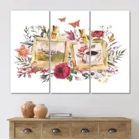 East Urban Home Vintage Floral Arrangement With Old Photo - Traditional Canvas Wall Art Print