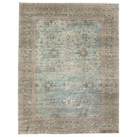 Landry & Arcari Rugs and Carpeting Harshang One-of-a-Kind New Age Area Rug in Blue/Aqua/Taupe