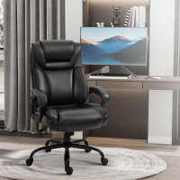 Wildon Home® Big And Tall 400Lbs Executive Office Chair With Wide Seat, Computer Desk Chair With High Back PU Leather Er