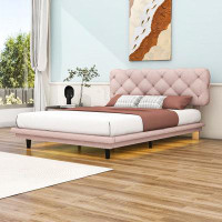 Latitude Run® Devkaran Full Size Upholstered Bed with Light Stripe and Headboard