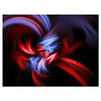 Design Art 'Fractal Red Connected Stripes' Graphic Art on Wrapped Canvas