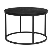 BATH Versatile Modern Round End Table With Faux Marble Top - Quality Materials, Adjustable Feet, Space-Saving, Black