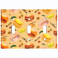 WorldAcc Metal Light Switch Plate Outlet Cover (Colourful Macaron Treat Orange  - Triple Toggle)