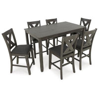 Gracie Oaks Caitbrook Counter Height Dining Table and Bar Stools (Set of 7)