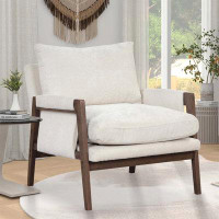 Latitude Run® Mid-Century Modern Velvet Accent Chair,Leisure Chair With Solid Wood And Thick Seat Cushion
