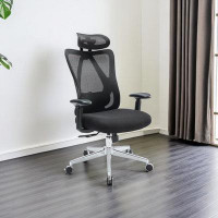 Inbox Zero High Back Executive Desk Chair With Foldable Armrests, Adjustable Height, Lumbar Support, Headrest, 360° Rota