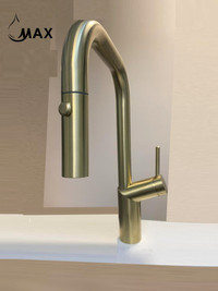 Kitchen Faucet Gooseneck New-Arc Elegant Design Pull-out 16 Brushed Gold
