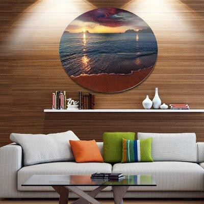 Design Art 'Beautiful Clear Seashore at Sunset' Photographic Print on Metal in Arts & Collectibles