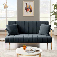 Ebern Designs Modern And Comfortable Loveseat With Two Throw Pillows