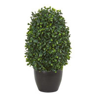 Charlton Home 13in. Boxwood Topiary Artificial Plant UV Resistant (Indoor/Outdoor)