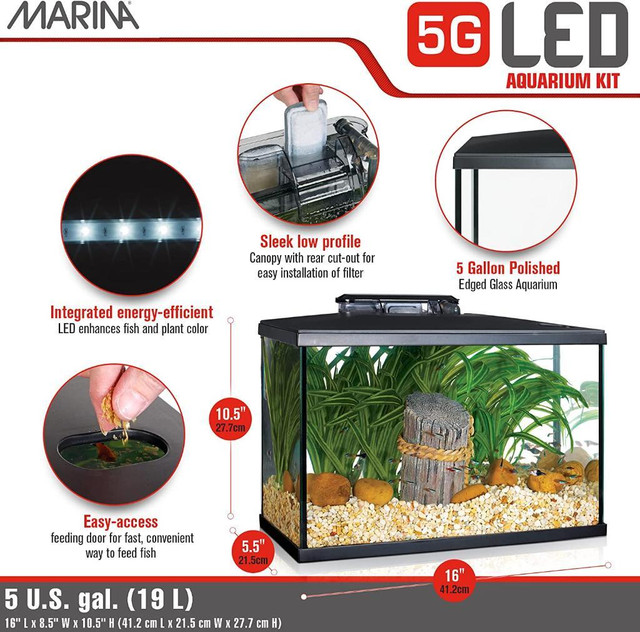HUGE Discount! Marina LED Aquarium Kit, 5 Gallon, 10 Gallon in Accessories - Image 4