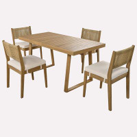 Wildon Home® Multi-person Outdoor Acacia Wood Dining Table and Chair Set