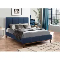 Everly Quinn Cooperstown Upholstered Bed Blue