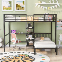Isabelle & Max™ Twin over Full Metal L-Shaped Bunk Beds with Built-in-Desk by Isabelle & Max