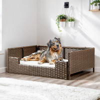 Tucker Murphy Pet™ Medium Ivory Rattan Wicker Pet Sofa Bed for Dog or Cat